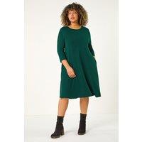 Roman Women's Curve Pocket Detail Swing Stretch Dress in Green | Size: 18