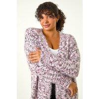 Roman Women's Curve Fluffy Textured Cardigan in Pink | Size: 26-28