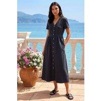 Roman Women's Denim Button Through Midi Dress in Black | Size: 10
