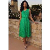 Roman Women's Spotted Cowl Neck Dress in Green | Size: 20