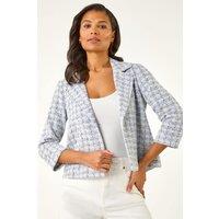 Roman Women's Textured Check Print Collar & Revere Blazer in Lilac | Size: 16