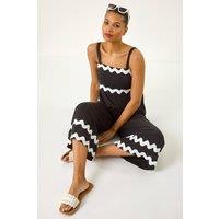 Roman Women's Ric Rac Strap Detail Jumpsuit in Black | Size: 12