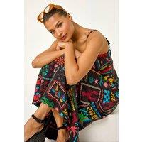 Roman Women's Postcard Ric Rac Midi Dress in Black | Size: 14