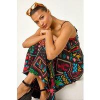 Roman Women's Postcard Ric Rac Midi Dress in Black | Size: 20