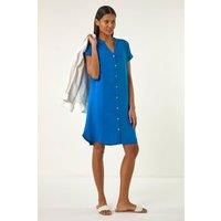 Roman Women's Linen Mix Shift Dress in Royal | Size: 14