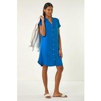 Roman Women's Linen Mix Shift Dress in Royal | Size: 20