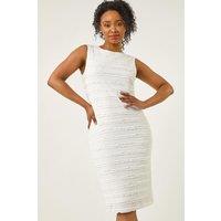 Roman Women's Petite Ruffled Stretch Dress in White | Size: 16