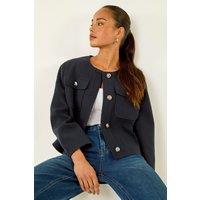 Roman Women's Petite Button Up Pocket Jacket in Navy | Size: 18