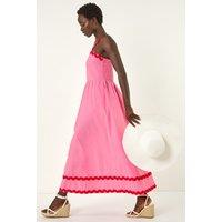 Roman Women's Contrast Ric Rac Midi Dress in Pink | Size: 18