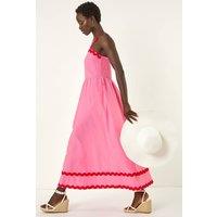 Roman Women's Contrast Ric Rac Midi Dress in Pink | Size: 10