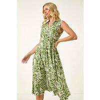 Roman Women's Petite Abstract Midi Shirt Dress in Green | Size: 16