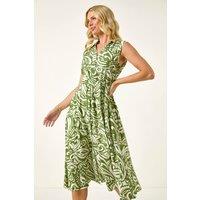 Roman Women's Petite Abstract Midi Shirt Dress in Green | Size: 14