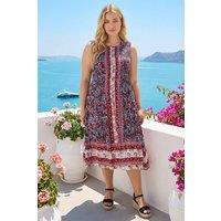 Roman Women's Curve Paisley Print Midi Dress in Red | Size: 16