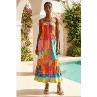 Roman Women's Petite Patchwork Tiered Maxi Dress | Size: 12