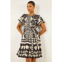 Roman Women's Floral Heart Pleated Dress in Black | Size: 12