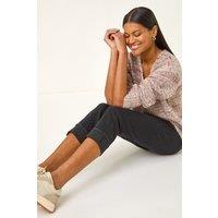 Roman Women's Slim Leg Turn Up Stretch Jeans in Black | Size: 16