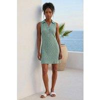 Roman Women's Crinkle Collared A-Line Stretch Dress in Dark Green | Size: 18