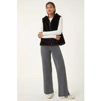 Roman Women's Hooded Faux Fur Gilet in Black | Size: 18