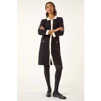 Roman Women's Contrast Collar Knitted Dress in Black | Size: 16