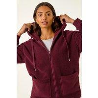 Roman Women's Hooded Borg Zip Through Jacket in Burgundy | Size: 20