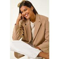 Roman Women's Single Breasted Smart Blazer in Camel | Size: 20