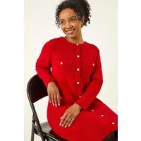 Roman Women's Petite Button Detail Knit Dress in Red | Size: 14