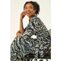 Roman Women's Petite Animal Print Stretch Shirt Dress in Grey | Size: 14