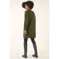 Roman Women's High Neck Ribbed Knit Dress in Khaki | Size: 16