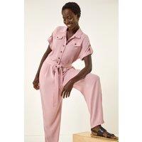 Roman Women's Utility Buttoned Jumpsuit in Light Pink | Size: 20
