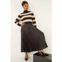 Roman Women's Stripe Knit Pleated Dress in Black | Size: 20