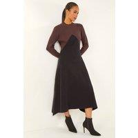 Roman Women's Petite Contrast Knit Midi Dress in Black | Size: 16