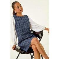 Roman Women's Petite Boucle Contrast Sleeve Dress in Navy | Size: 16