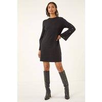 Roman Women's Buttoned Knit Dress in Black | Size: 20