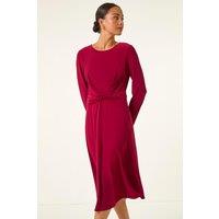 Roman Women's Petite Twist Front Stretch Dress in Wine | Size: 12