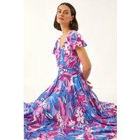 Roman Women's Abstract Floral Ruched Midi Dress | Size: 20