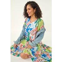 Roman Women's Abstract Print Tiered Dress | Size: 16