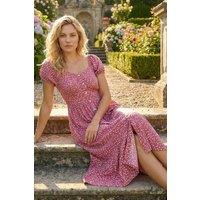 Roman Women's Spotty Heart Button Midi Dress in Pink | Size: 20