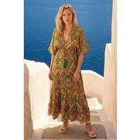 Roman Women's Aztec Boho Maxi Dress in Amber | Size: 10