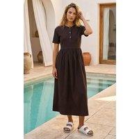 Roman Women's Buttoned Pocket Stretch Midi Dress in Black | Size: 20
