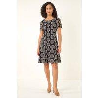 Roman Women's Heart Circle Lace Stretch Dress in Black | Size: 18