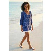 Roman Women's Cotton Crochet Tunic Top in Navy | Size: 12