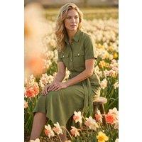 Roman Women's Button Belted Collared Shirt Dress in Khaki | Size: 18