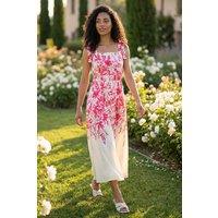 Roman Women's Floral Print Strap Tie Midi Dress in Pink | Size: 20