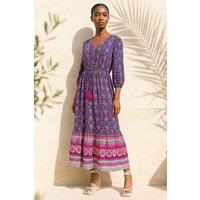 Roman Women's Petite Aztec Border Print Midi Dress in Navy | Size: 14
