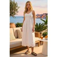 Roman Women's Crochet Strappy Midi Dress in White | Size: 18