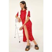 Roman Women's Geo Print Belted Shirt Dress in Red | Size: 18