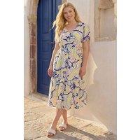 Roman Women's Curve Abstract Print Button Dress in Yellow | Size: 16