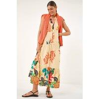 Roman Women's Floral Print Smock Maxi Dress in Yellow | Size: 16
