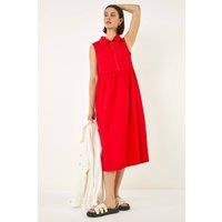 Roman Women's Collared Zip Front Midi Dress in Red | Size: 20