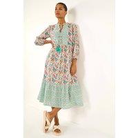 Roman Women's Tie Front Frill Midi Dress | Size: 12